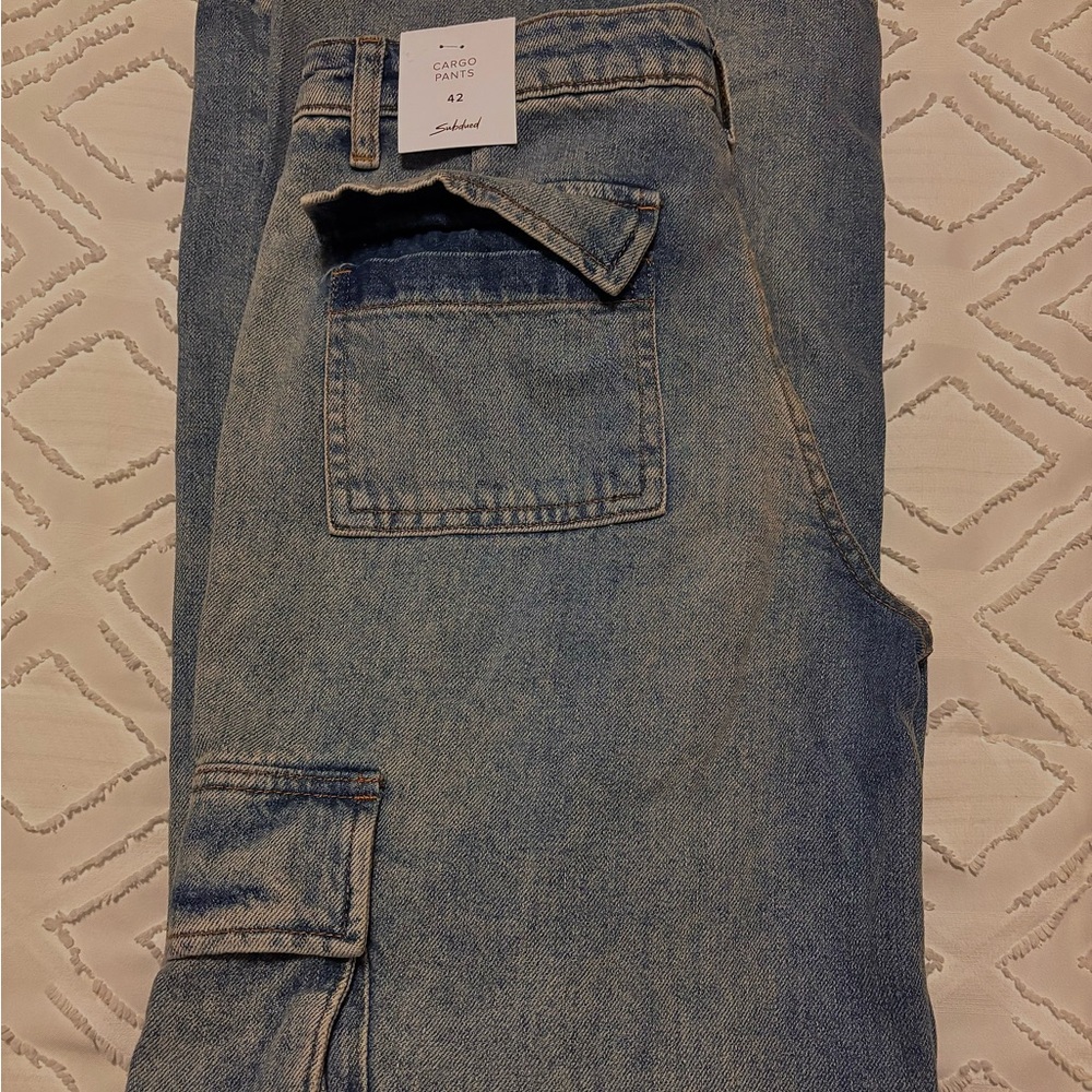 subdued bootcut cargo pants
